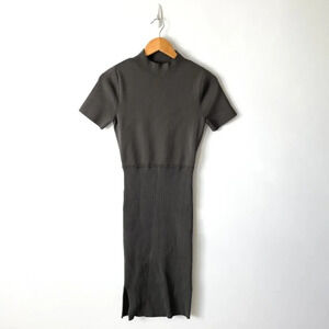 Aritzia Babaton High Neck Knit Short Sleeve Dress Olive Green Size Medium